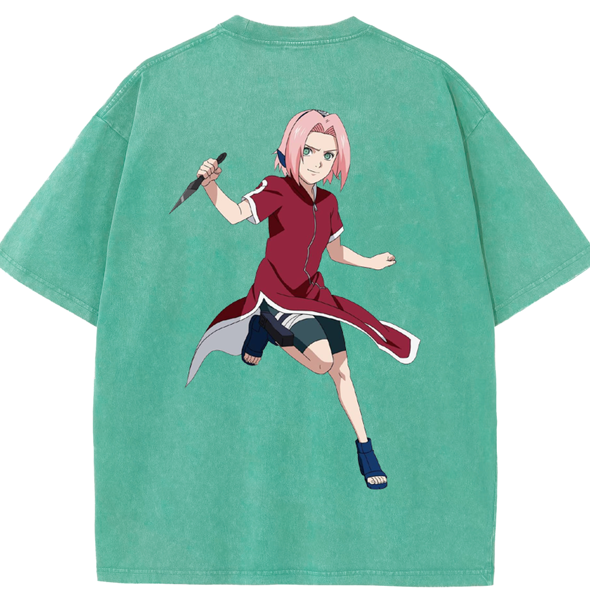 （画像用） NARUTO -ナルト- 春野サクラ Haruno Sakura 綿100% ヴィンテージ風 半袖Tシャツ（背面プリント）